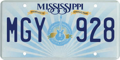 MS license plate MGY928