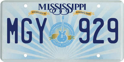 MS license plate MGY929