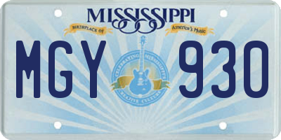 MS license plate MGY930