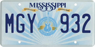MS license plate MGY932