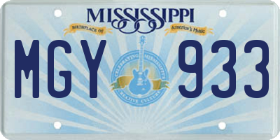 MS license plate MGY933