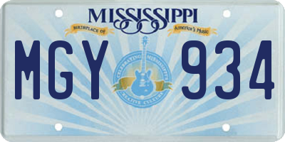 MS license plate MGY934