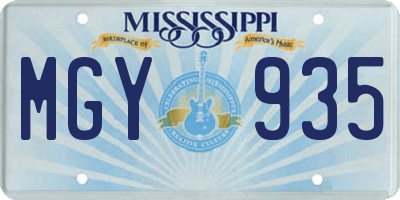 MS license plate MGY935