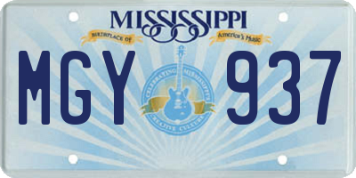 MS license plate MGY937