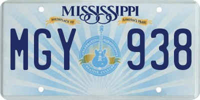 MS license plate MGY938