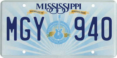 MS license plate MGY940