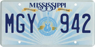 MS license plate MGY942