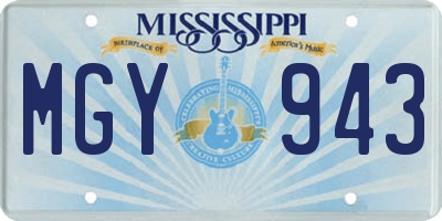 MS license plate MGY943