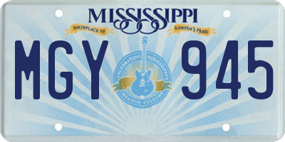 MS license plate MGY945