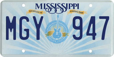 MS license plate MGY947