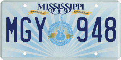 MS license plate MGY948