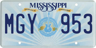 MS license plate MGY953