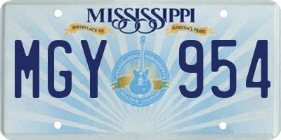 MS license plate MGY954