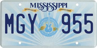 MS license plate MGY955