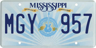 MS license plate MGY957