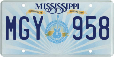 MS license plate MGY958