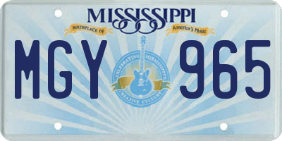 MS license plate MGY965