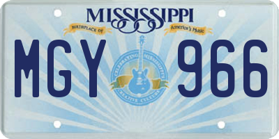 MS license plate MGY966