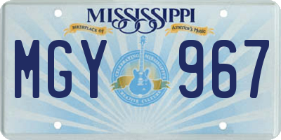 MS license plate MGY967