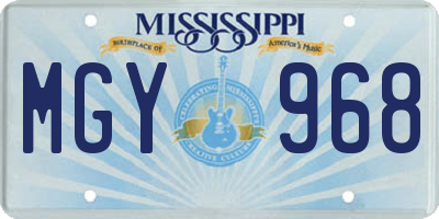 MS license plate MGY968