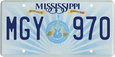 MS license plate MGY970