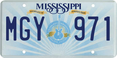 MS license plate MGY971