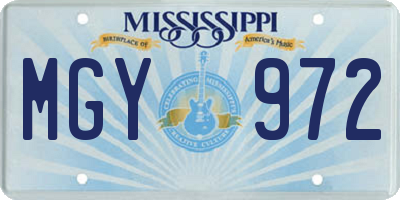MS license plate MGY972