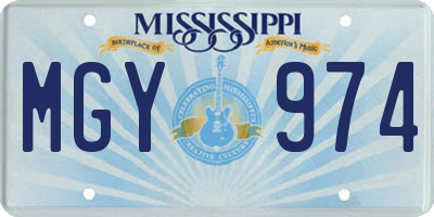MS license plate MGY974