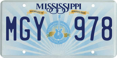 MS license plate MGY978