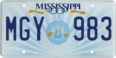 MS license plate MGY983