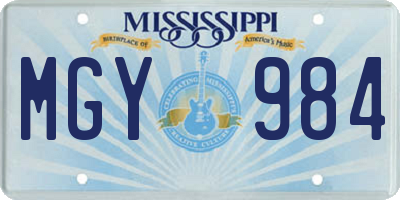 MS license plate MGY984
