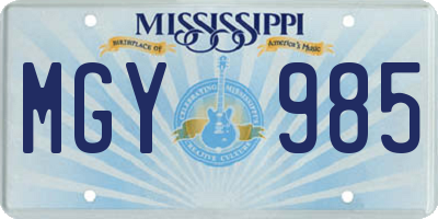 MS license plate MGY985