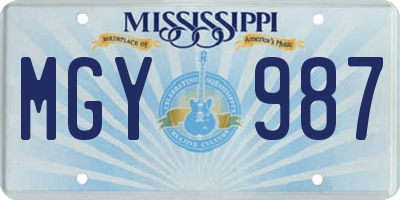 MS license plate MGY987
