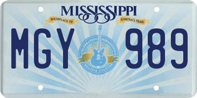 MS license plate MGY989