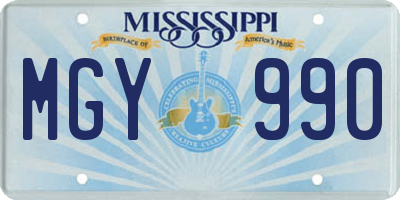 MS license plate MGY990