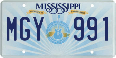 MS license plate MGY991