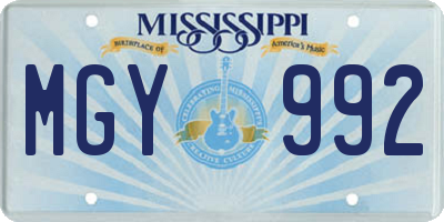 MS license plate MGY992