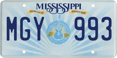 MS license plate MGY993