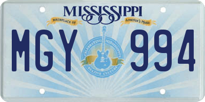 MS license plate MGY994