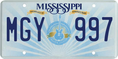 MS license plate MGY997