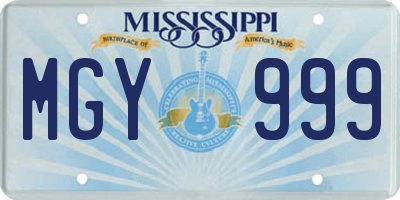 MS license plate MGY999