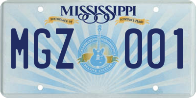 MS license plate MGZ001