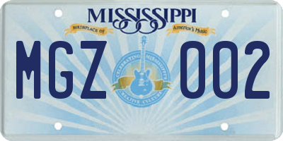 MS license plate MGZ002