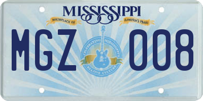 MS license plate MGZ008