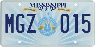 MS license plate MGZ015