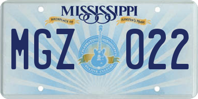 MS license plate MGZ022