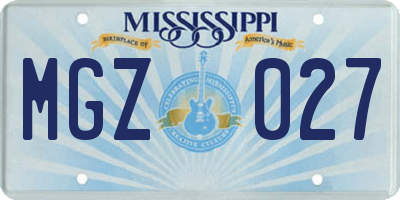 MS license plate MGZ027