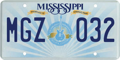 MS license plate MGZ032