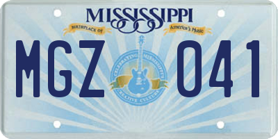 MS license plate MGZ041