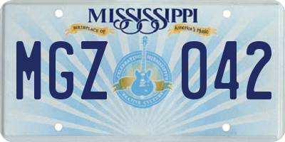 MS license plate MGZ042